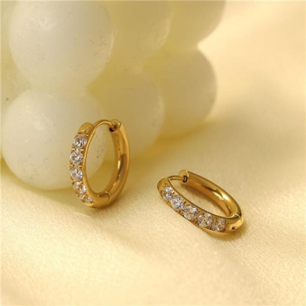 18K Gold-Plated Zircon Hoop Earrings